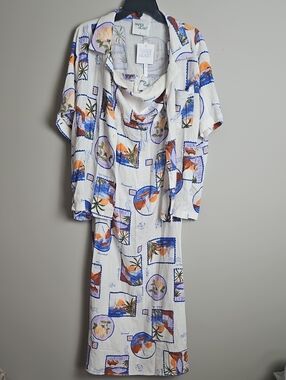 Paper Heart Linen Blend Strapless Dress & Boxy S/S Top Set: White/print: Size- L